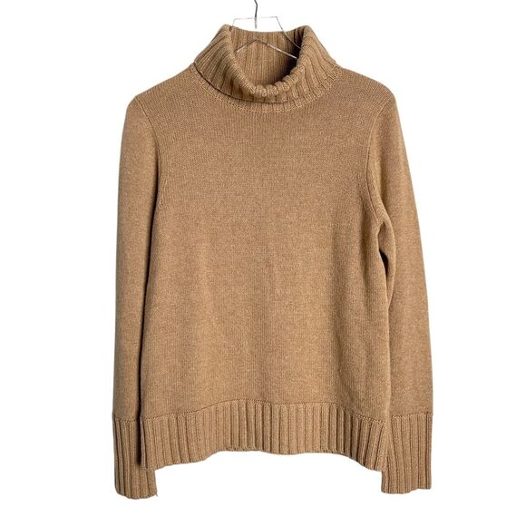 J. Crew Sweaters - J.Crew Womens Italian Cashmere Ribbed Turtleneck Pullover Sweater Tan Size L